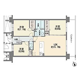 セントラルデュオ市が尾 3LDKの間取図画像