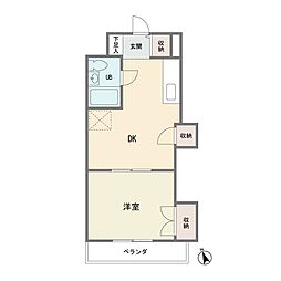 陽輪台第2あざみ野 1DKの間取図画像