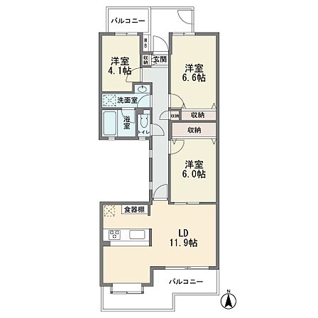 3LDK 間取り