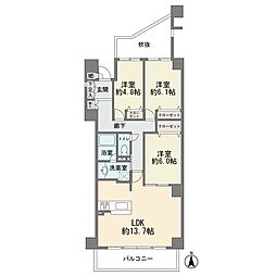 カベール梶ヶ谷 3LDKの間取図画像