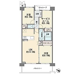 エンゼルパークサイド川崎 2SLDKの間取図画像