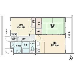 ディアパーク宮前平 2LDKの間取図画像