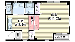 マイホーム鶴見 1DKの間取図画像