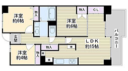 グリーンビュー鶴見1号棟 3LDKの間取図画像