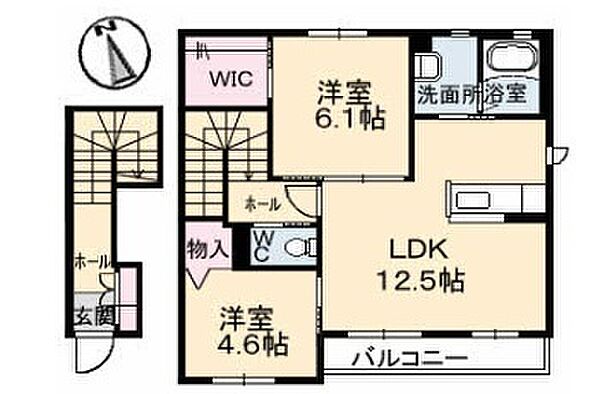 シャーメゾン　フルリール 203｜山口県下関市椋野町3丁目(賃貸アパート2LDK・2階・62.75㎡)の写真 その2