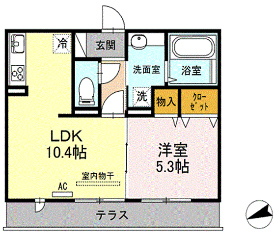 LSY57 302｜山口県下関市関西町(賃貸アパート1LDK・3階・40.04㎡)の写真 その2
