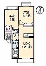 グランマストアベニューB棟 102 ｜ 山口県下関市伊倉新町2丁目（賃貸アパート2LDK・1階・57.08㎡） その2