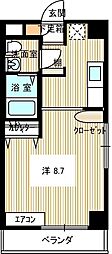 クオリティータウン 1Kの間取図画像