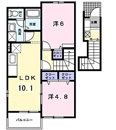 メゾン・ルミエールＣ 2階2LDKの間取り
