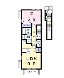グリーンパレス　Ｂ 2階1LDKの間取り