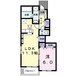ラフレシールIII 1階1LDKの間取り