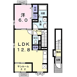 ラウレアＣ 2階1LDKの間取り
