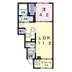 デュエル 1階1LDKの間取り