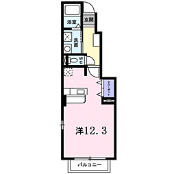 サンライズヒルI 1階ワンルームの間取り