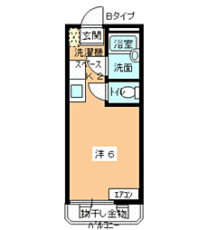 ライトハウス21B 1Kの間取図画像