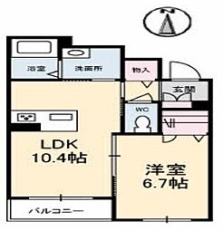 シャーメゾンアイシス 1LDKの間取図画像