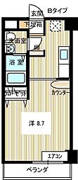 クオリティータウン 1Kの間取図画像