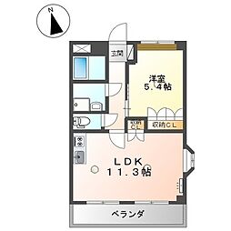 メゾンボヌール 1LDKの間取図画像