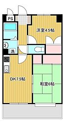 シャルム大和 2DKの間取図画像