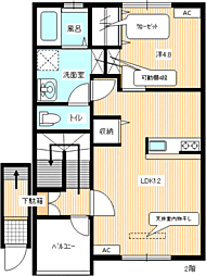 イースクエア後田 1LDKの間取図画像
