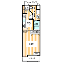 アレス上田中 1Kの間取図画像