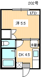 コンフレールうめがとう 1DKの間取図画像