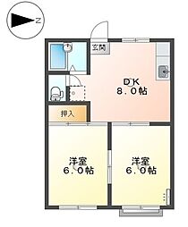 サングレース2 2DKの間取図画像