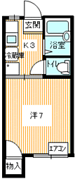 オレンジハウス 1Kの間取図画像