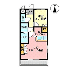 アシューレ伊倉 1LDKの間取図画像