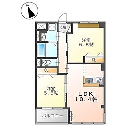 サン・ブリュー 2LDKの間取図画像