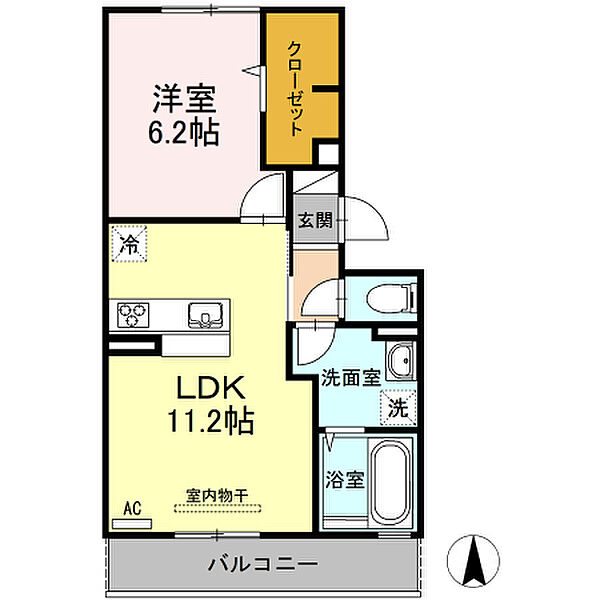 サーナ 203｜山口県宇部市中村2丁目(賃貸アパート1LDK・2階・43.93㎡)の写真 その2