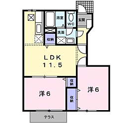 マーヴェラスKA棟 2LDKの間取図画像