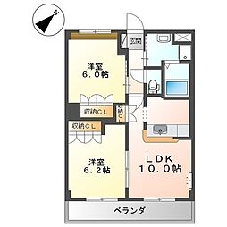グランドール 2LDKの間取図画像