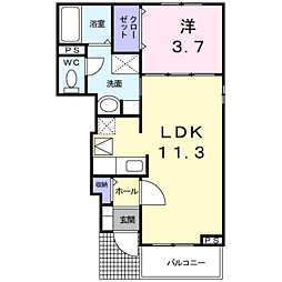 サンセレーノ 1LDKの間取図画像