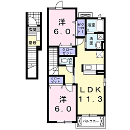 グリーンゲイブルズ2A 2LDKの間取図画像