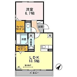 セジュール鵬舟 1LDKの間取図画像