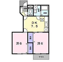 メゾン・ド・ケイB 2DKの間取図画像