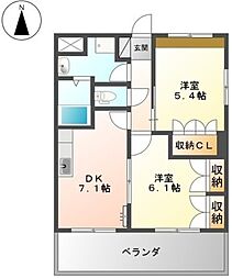 ウィステリアスプリングス 2DKの間取図画像