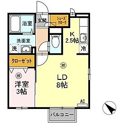 ハイマート小串 1LDKの間取図画像