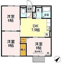 ラプランタン 3DKの間取図画像
