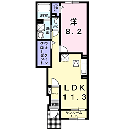 Ｇａｒｄｅｎ　8841 1階1LDKの間取り