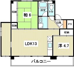 フォンテーヌ北山手N 2SLDKの間取図画像