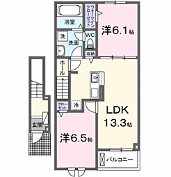 グラッシュフル A 2LDKの間取図画像