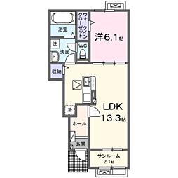 シュトラールB 1LDKの間取図画像