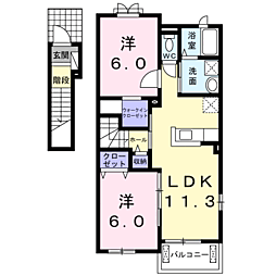 サンリット司C 2LDKの間取図画像