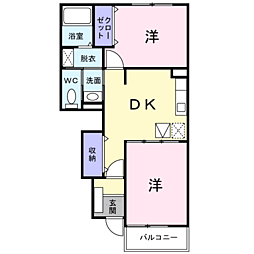 クラスカA 2DKの間取図画像