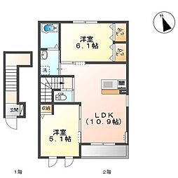 コンフィード本橋 2LDKの間取図画像