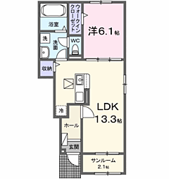 リュミエールIII 1LDKの間取図画像