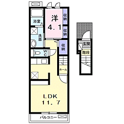 シャー・ヴィラージュ・KA 1LDKの間取図画像