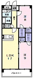 レジデンス牟礼 2LDKの間取図画像